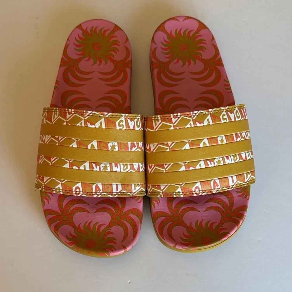 Adidas x Farm Rio slides sandals women’s 8 EUC - Picture 2 of 6